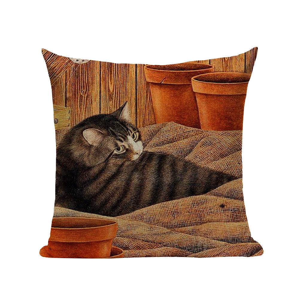 Quadratische Tier Kissenbezüge süße Katzenmuster, Hochwertige Sofa Dekokissenbezug