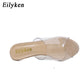 Eilyken 2022 PVC Transparent Jelly Frauen, Offene Zehe Hohe Absätze Plexiglas , Sandale Schuhe Größe 35-42