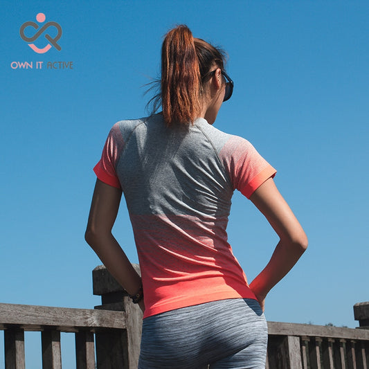 Damen Kurzarm Yoga Tops Lose Gym, Schnell trocknend Laufende T-Shirt