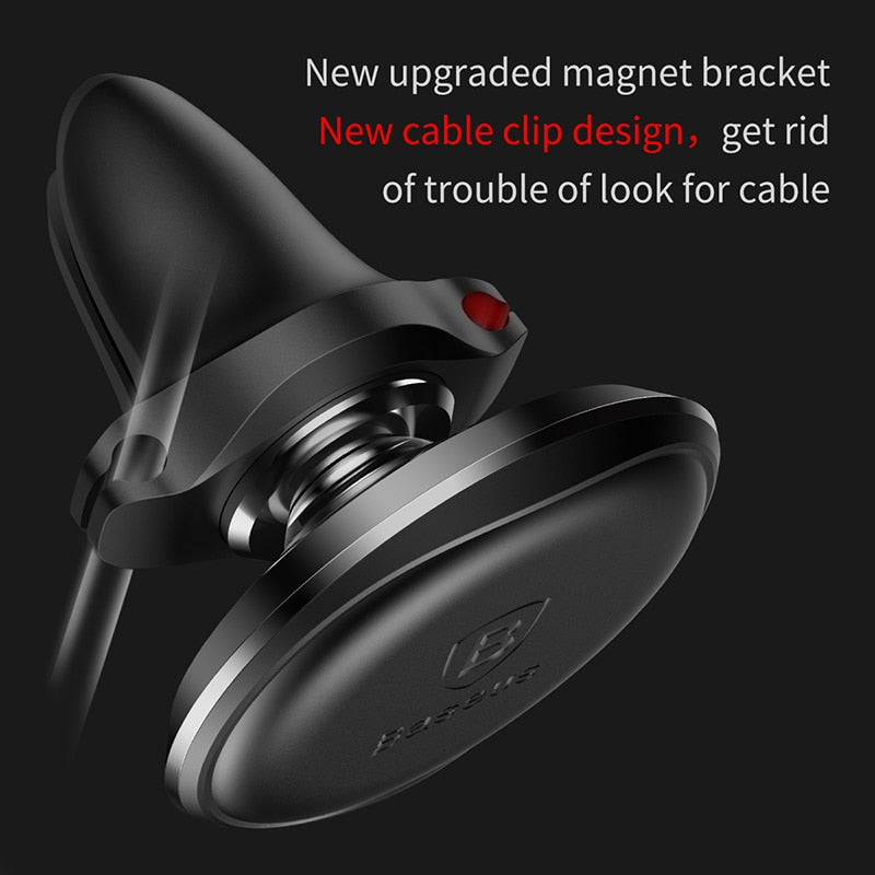 Baseus Magnetischer Autotelefonhalter mit 360° Rotation, Handyhalter-Ständer mit Kabelclip im Auto