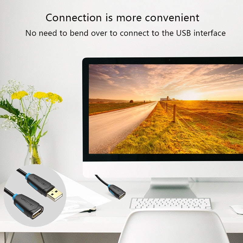 Vention USB2.0 Extension Cable Male to Female Extender Cable USB2.0 Cable Extended for laptop PC USB Extension Cable  Data Cable