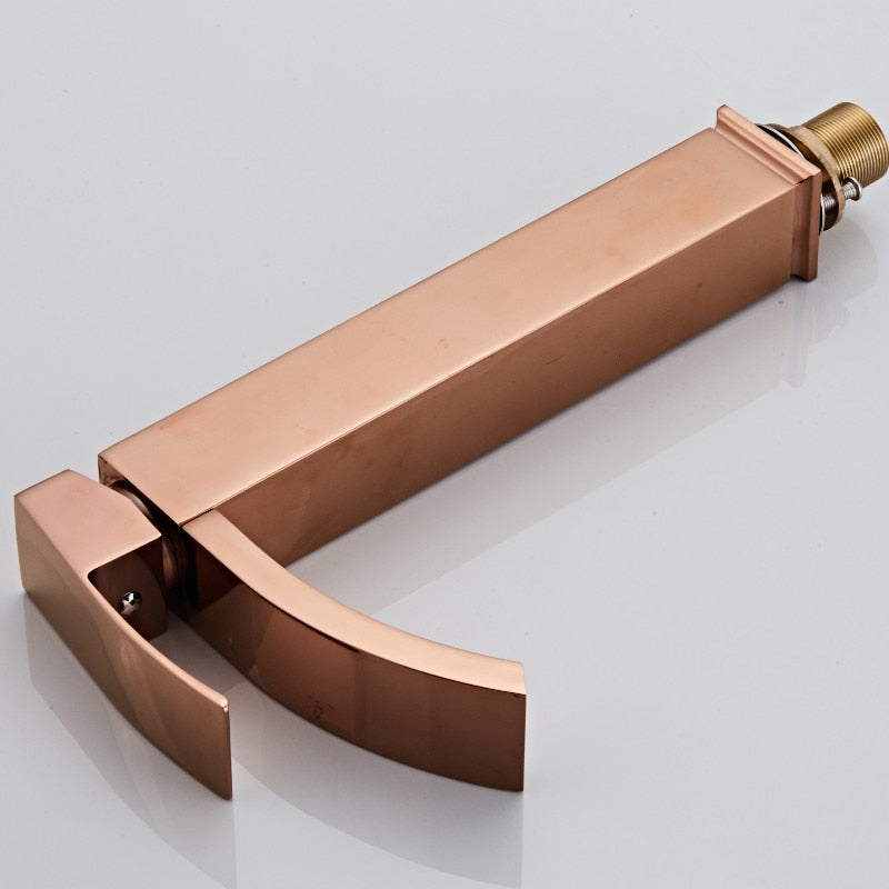 Becken Wasserhahn aus Messing, Rose Gold Wasserhahn