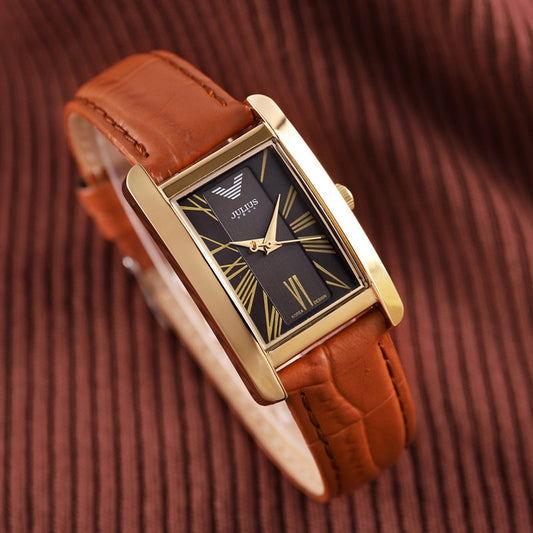 Klassische Frauen & Männer Luxus Armbanduhr aus Leder