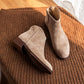 BeauToday Stiefeletten Damen Top Qualität Kuh Wildleder Reißverschluss, Herbst Mode Dame, Echtes Lederschuhe, Handarbeit