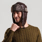 Bombermütze mit Ohrenklappe, Herren-Winter-Kunstleder-Fell, russische Ohrenklappen-Trapper-Mütze, Flieger-Fleece-Beanie für Herren