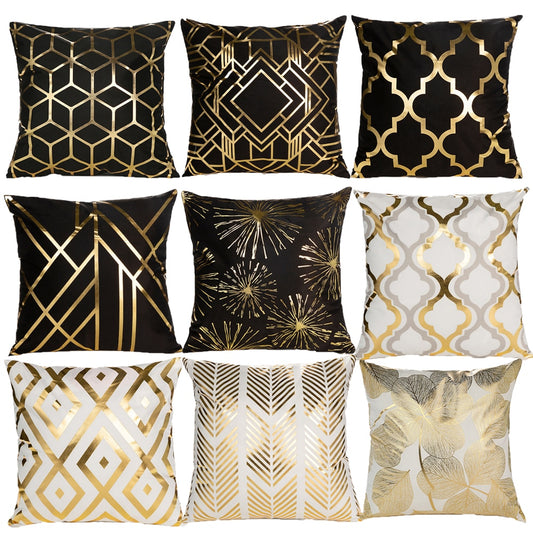 Geometrischer Kissenbezug, Schwarz Weiß Kissenbezug, Dekoratives Kissen Mode Golden Designer 45x45