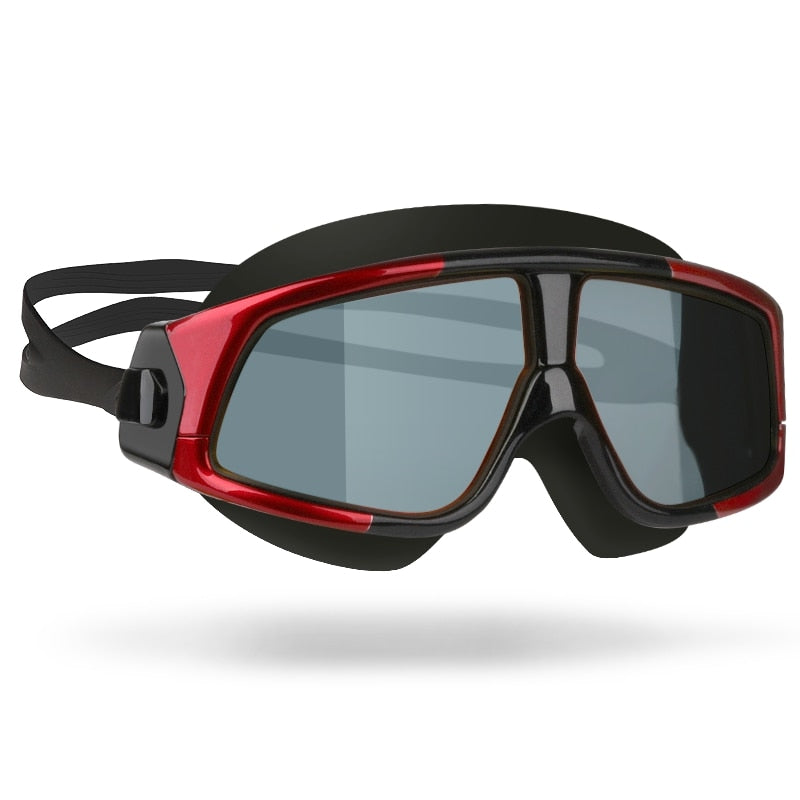 Schwimmbrille für Männer und Frauen, beschlagfrei, UV-Schutz, großer Rahmen, für Erwachsene