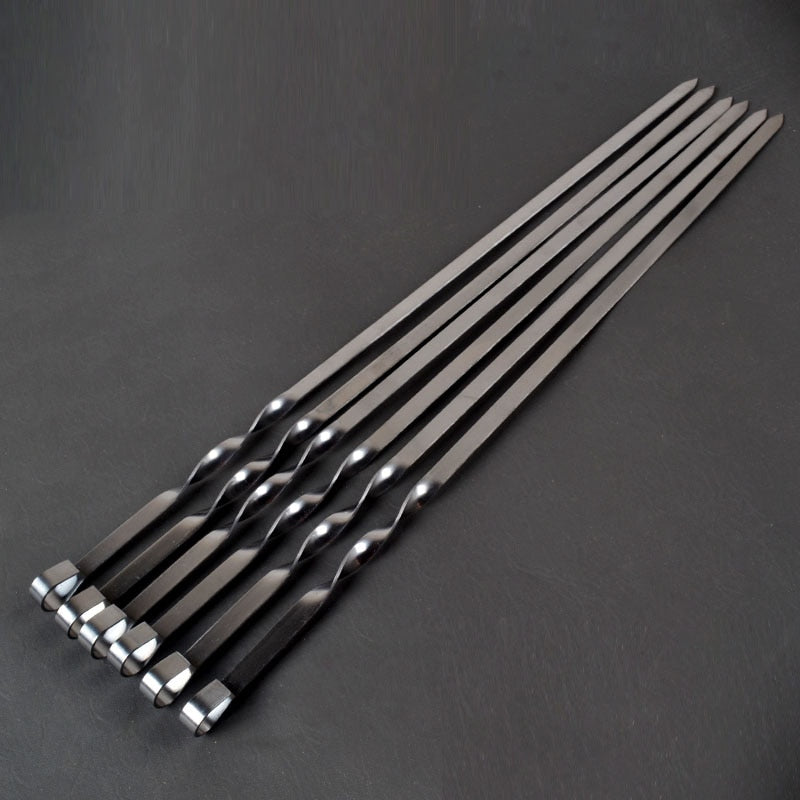 55CM Edelstahl-Grillspieß-Sticks BBQ-Gabel-Set Kabob-Spieße mit langem Griff