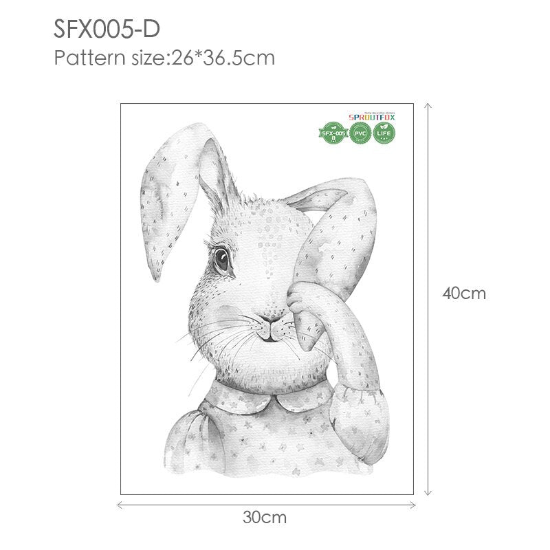 30*40cm Wandaufkleber Home Decor Wohnzimmer Zwei niedliche Kaninchen Abnehmbare Home Wohnzimmer Dekoration Wandbild Hase Aufkleber