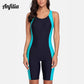 Einteiliger Damen-Pro-Sport-Badeanzug, Boyleg, knielang, Sport-Badeanzug