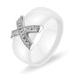 6mm Weiß Schwarz Keramik Ringe Plus Cubic Zirkonia für Frauen, Gold Farbe Edelstahl, Frauen Hochzeit Ring Verlobungsschmuck