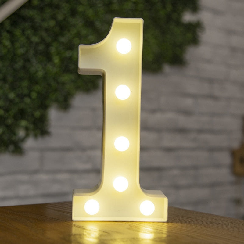 Alphabet Buchstaben LED-Leuchten, Leuchtzahl Lampe, Dekor Batterie, Nachtlicht für Zuhause Hochzeit Geburtstag Weihnachtsfeier Dekoration