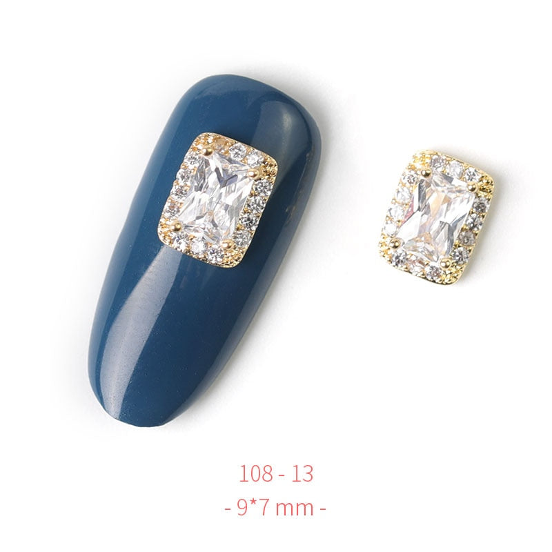 HNUIX 2Pieces 3D Metal Nail art Jewelry Japanese Nail Decorations Top Quality Crystal Manicure Zircon Diamond Charms Pendants