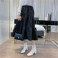2023 Damen schwarzer Lange Pendel Rock, Hohe Qualität Jacquard Material