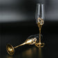 2 er - Set Hochzeit Champagner Gläser aus Gold-Kristall