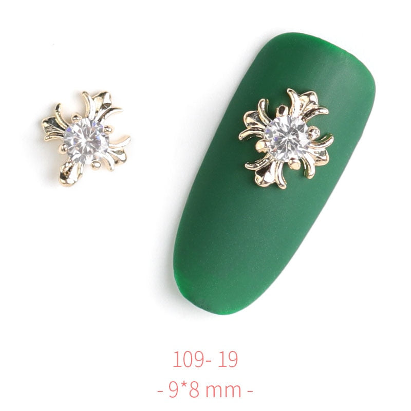 HNUIX 2Pieces 3D Metal Nail art Jewelry Japanese Nail Decorations Top Quality Crystal Manicure Zircon Diamond Charms Pendants