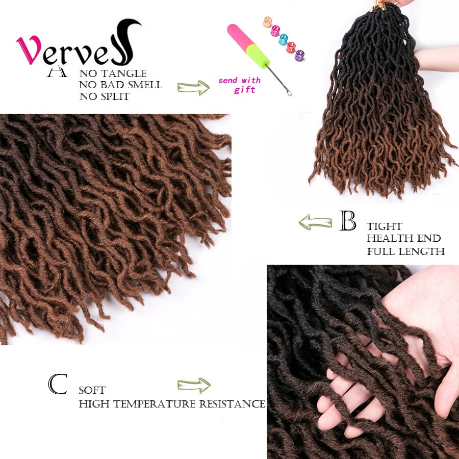VERVES Synthetische Crochet Braids Faux Locs Curly 20 Zoll 24 Roots/Pcs,Afro Locs Twist Ombre Flechten Haarverlängerungen Burgund