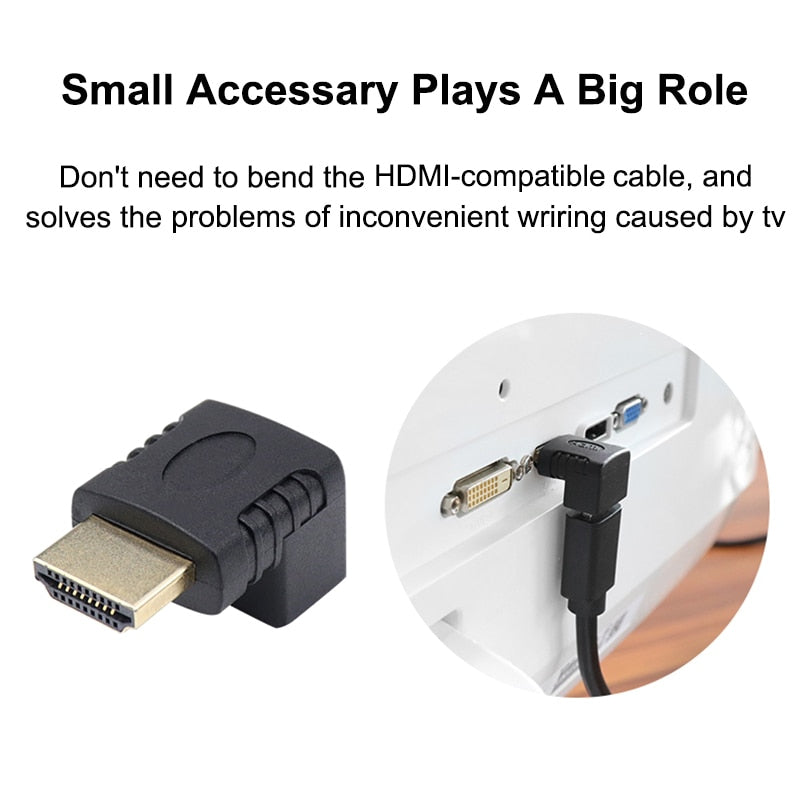 HDMI-kompatibler Adapter 90, 270 Grad rechts Stecker zu Buchse Konverter Extender für PS4 HDTV Projetor Laptop Monitor 1.4 Konverter