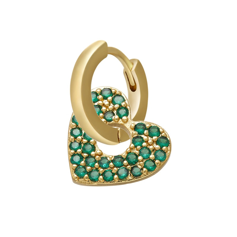1 stück CZ kristall kleine creolen Exquisite Gold Farbe Stern-Herz, nette Damen Ohrringe für Geschenke