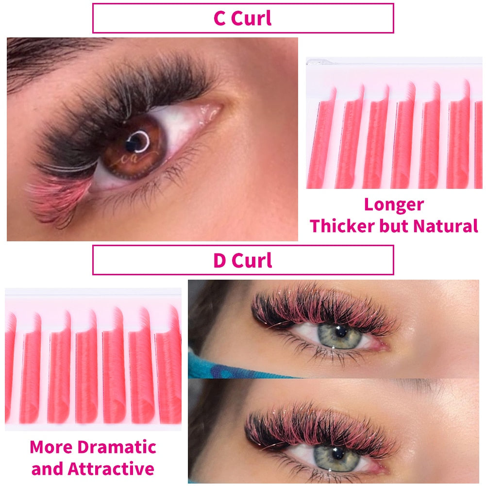 Farbige Wimpernverlängerung Rot/Grün/Blau/Braun/Lila, Bunte Auto Blooming Make-up Wimpernverlängerung 15-20 mm lang