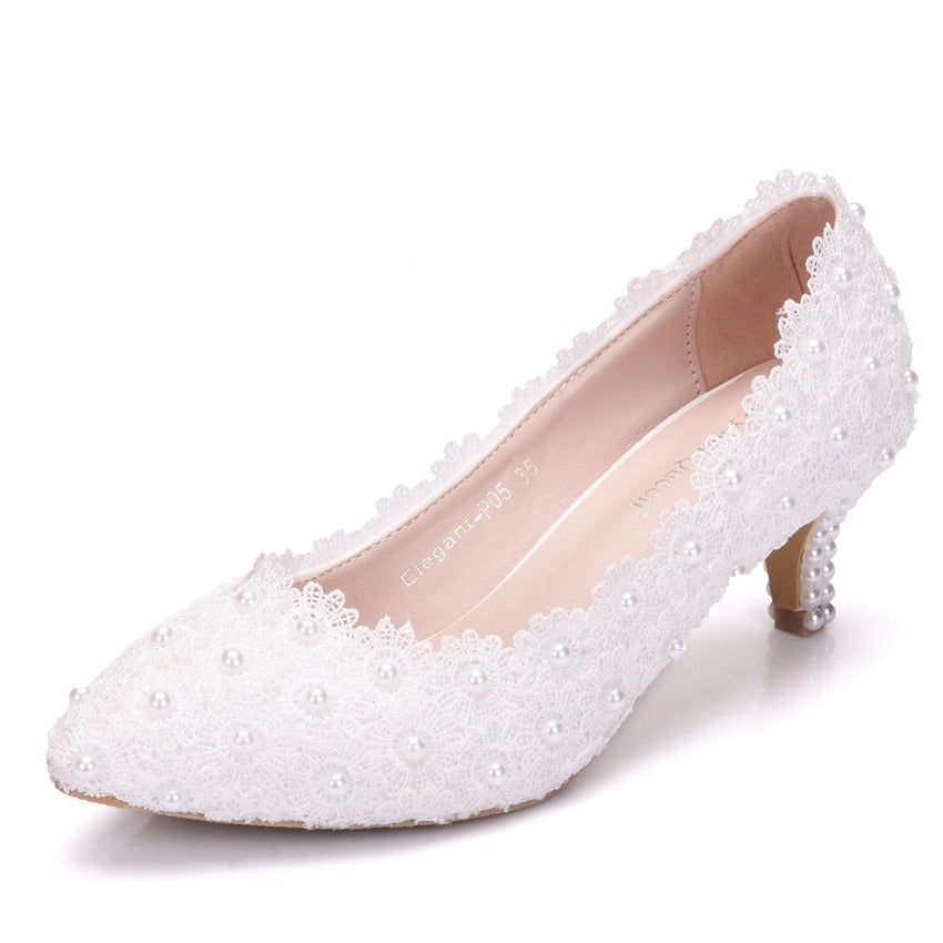 Handgefertigte white Crystal Queen Hochzeitsschuhe