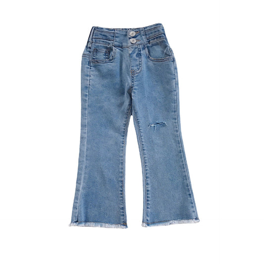 Mädchen Hohe Taille Ausgestellte Leggins-Jeans, Einfarbig