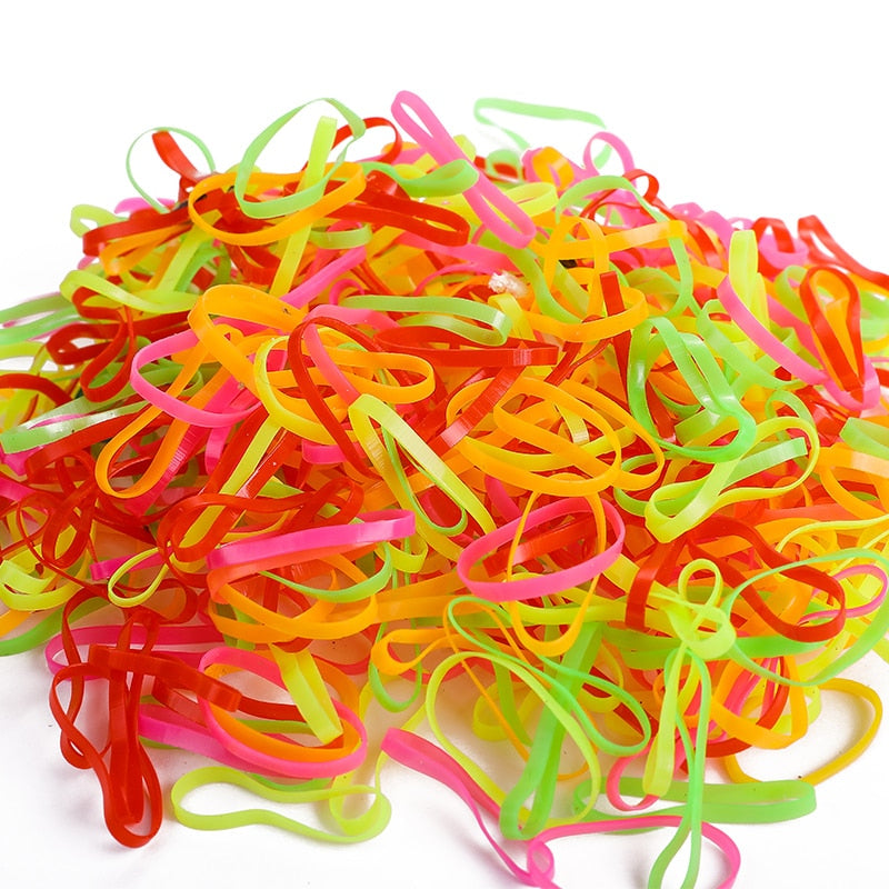 500Pcs/Pack bunte kleine Einweg-Haarbänder elastisches Gummiband Pferdeschwanzhalter, Haarschmuck für Mädchen