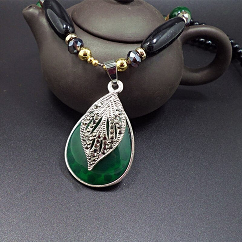 Vintage Ethnic Strand Resin Long Necklace 2019 Women New Gourd Pendant Sweater Chain Fashion Boho High-end Blue Neck Accessories