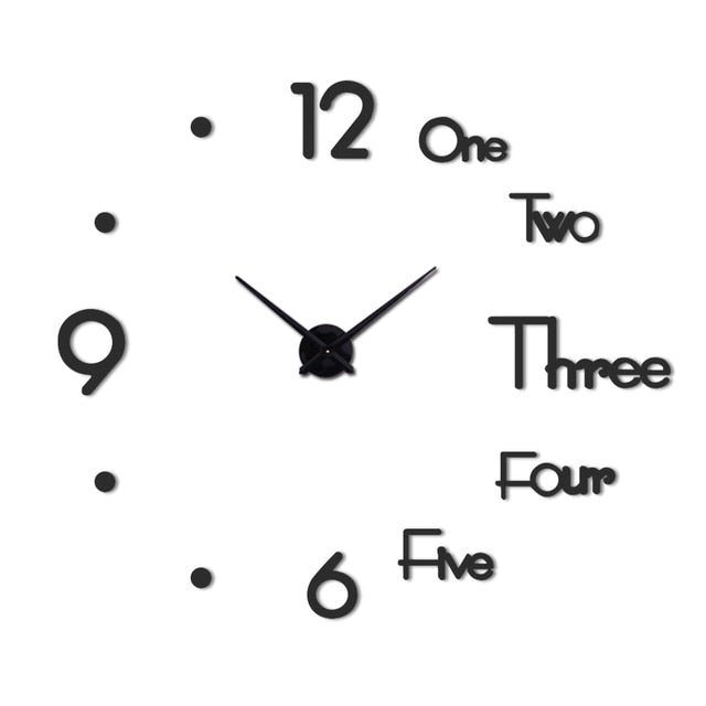 2022 Art und Weise 3D Big Size Wanduhr Spiegel Aufkleber, kurze Wohnzimmer Dekor, Tagungsraum Wanduhr Modernes Design Silent Acryl