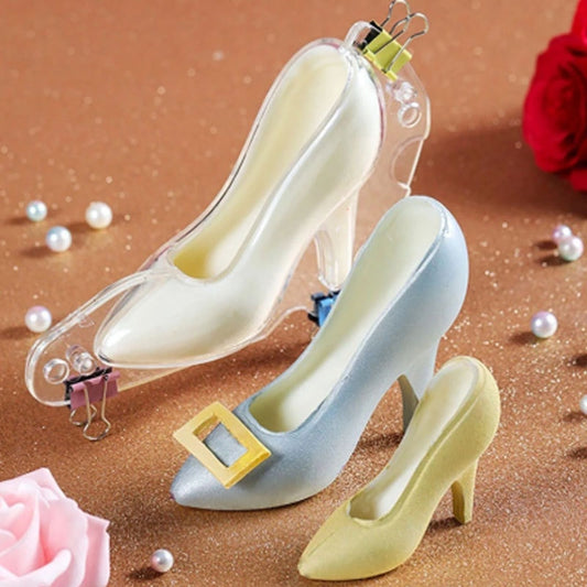 Größe 3D High Heel Schuh Schokoladenform mit 3 Clips, Kandiszuckerpaste Form für Kuchen