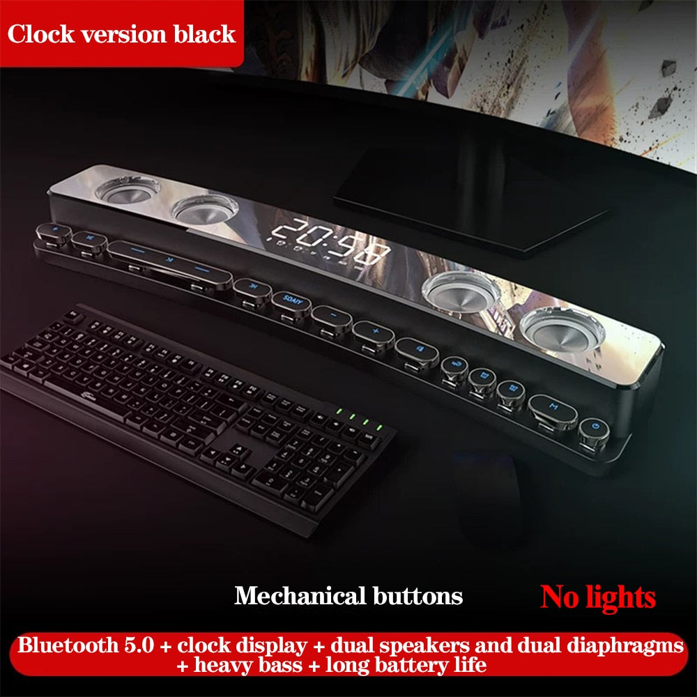 Tragbares Drahtloses Spiel Soundbar, USB 3D Stereo Subwoofer AUX FM Haus Digitaler mit Lautsprecher Tastatur Abkürzung für PC, Laptop,Tablets,Desktop,Handy