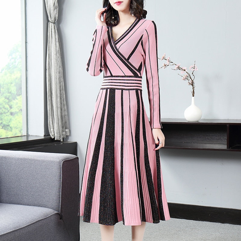 Herbst Damenkleid mit großem Swing