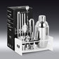 Cocktail-Shaker-Bar-Set Kunststoff- und Holzhalter, Edelstahl verkupferter Cocktail-Shaker