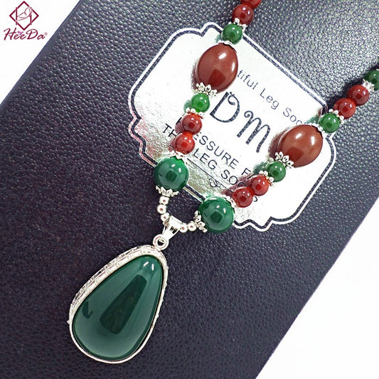 Vintage Ethnic Strand Resin Long Necklace 2019 Women New Gourd Pendant Sweater Chain Fashion Boho High-end Blue Neck Accessories
