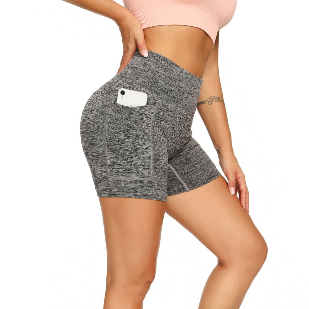 Workout-Shorts für Frauen mit Taschen, Biker-Shorts für Frauen Yoga-Shorts mit hoher Taille