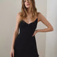 Verstellbares Retro Rüschen Minikleid für Frauen, Spaghettiträger rot schwarz elastisches Urlaubsmode