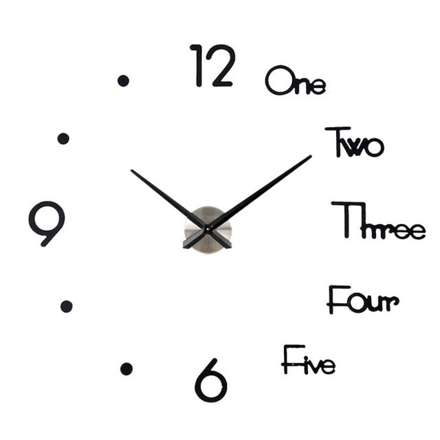 2022 Art und Weise 3D Big Size Wanduhr Spiegel Aufkleber, kurze Wohnzimmer Dekor, Tagungsraum Wanduhr Modernes Design Silent Acryl