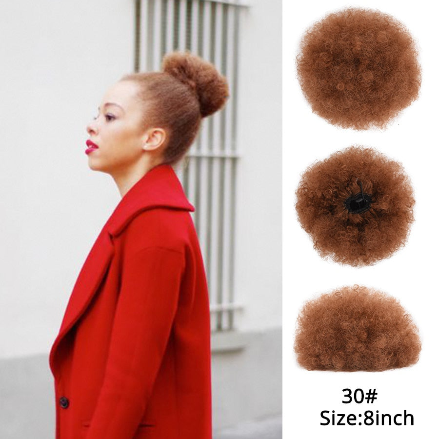 Alileader Synthetische Haarknoten, Afro Kordelzug Pferdeschwanz Flauschige, Afro Puff Haarknoten, Clips im Haarschwanz Pferdeschwanz Zubehör 1St