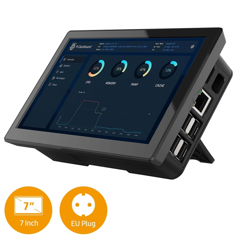 Raspberry Pi Gehäuse mit TouchScreen &amp, Lüfter EVICIV 7-10, Tragbarer Monitor RasPi 4, Touch Screen USB C HDMI RPi Display Rasberry 3 Kit
