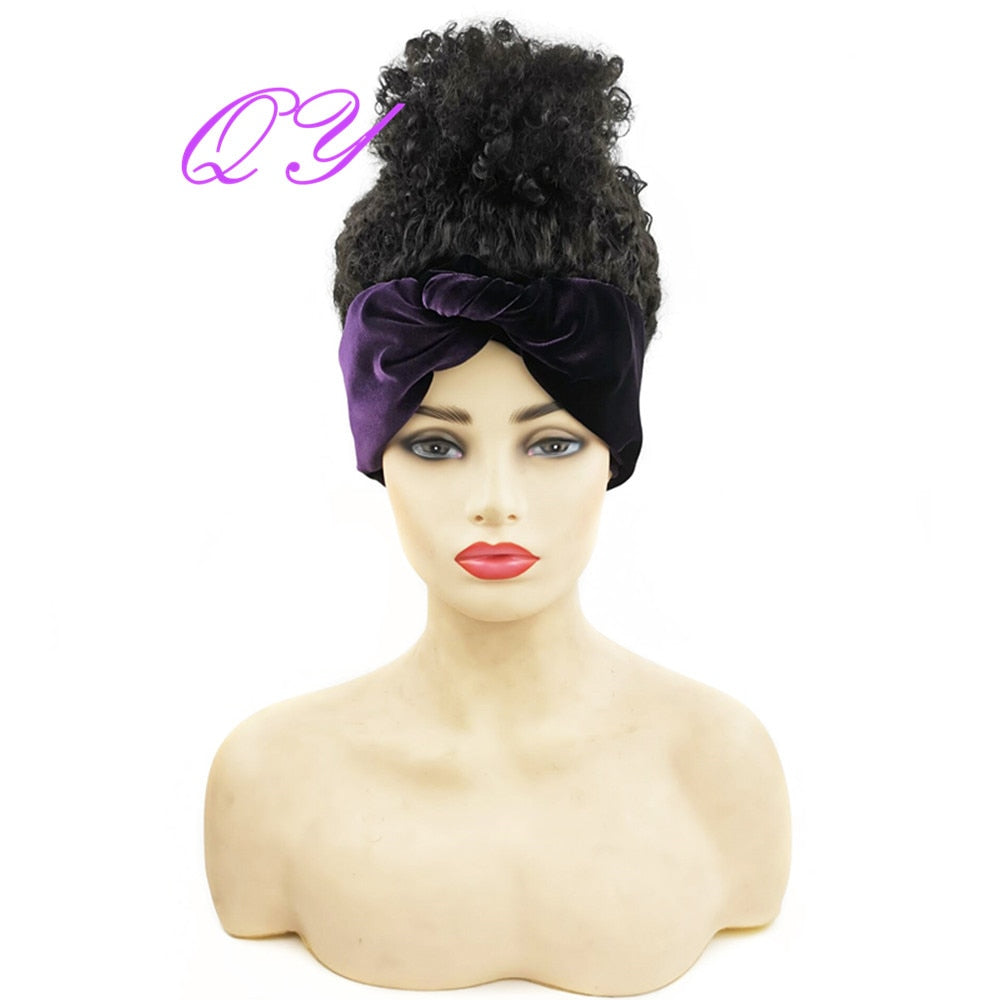 Hair Big Afro Kinky Curly Stirnband Perücken für Frauen Synthetisches Haar Perücken Turban Wrap Hair Style