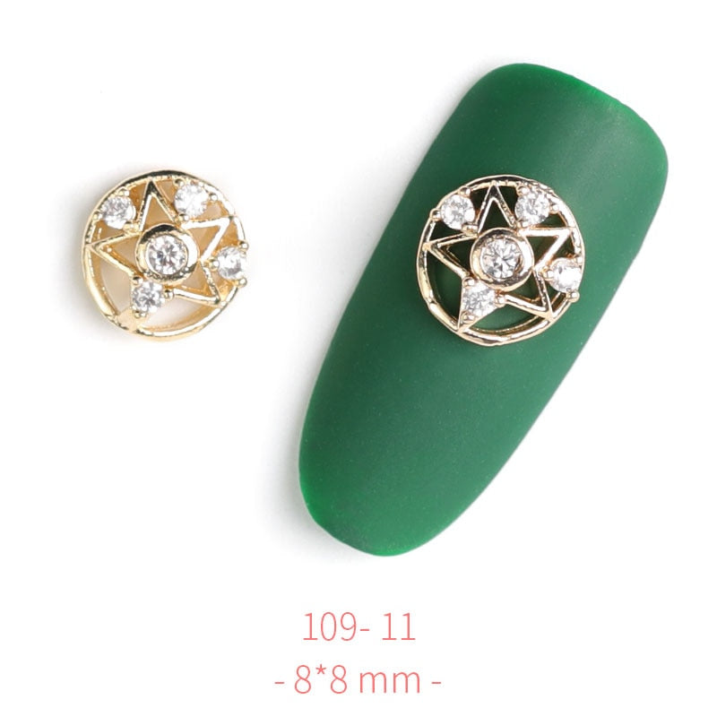 HNUIX 2Pieces 3D Metal Nail art Jewelry Japanese Nail Decorations Top Quality Crystal Manicure Zircon Diamond Charms Pendants