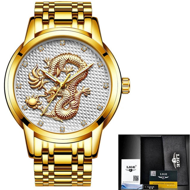 LIGE Women Watches Women Fashion Watch 2022 Classic Ladies Watch Luxury Brand Diamond Quartz Gold Wrist Watch Gift For Women+Box