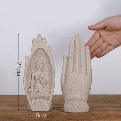 2 Stücke Buddha Statue Hände Skulpturen, Mönch Figur Tathagata Indien Yoga Fengshui Heimdekoration
