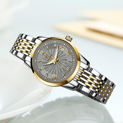 OLEVS Luxus Marke Ladides Automatische Mechanische Armbanduhr Wasserdicht, Edelstahl Einfache Uhr für Frauen