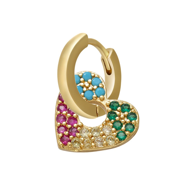 1 stück CZ kristall kleine creolen Exquisite Gold Farbe Stern-Herz, nette Damen Ohrringe für Geschenke