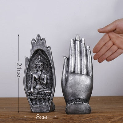 2 Stücke Buddha Statue Hände Skulpturen, Mönch Figur Tathagata Indien Yoga Fengshui Heimdekoration