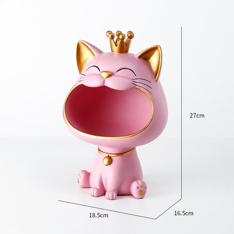 Krone Katze Statue Dekor, Nette Katze Skulptur für Wohnzimmer, Schreibtisch Aufbewahrungsbox