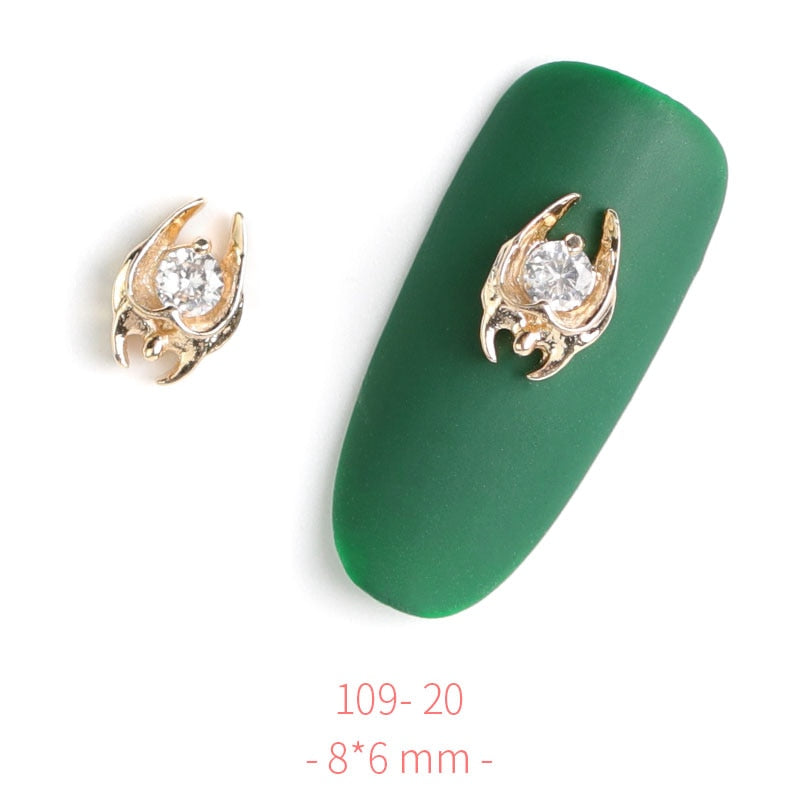 HNUIX 2Pieces 3D Metal Nail art Jewelry Japanese Nail Decorations Top Quality Crystal Manicure Zircon Diamond Charms Pendants
