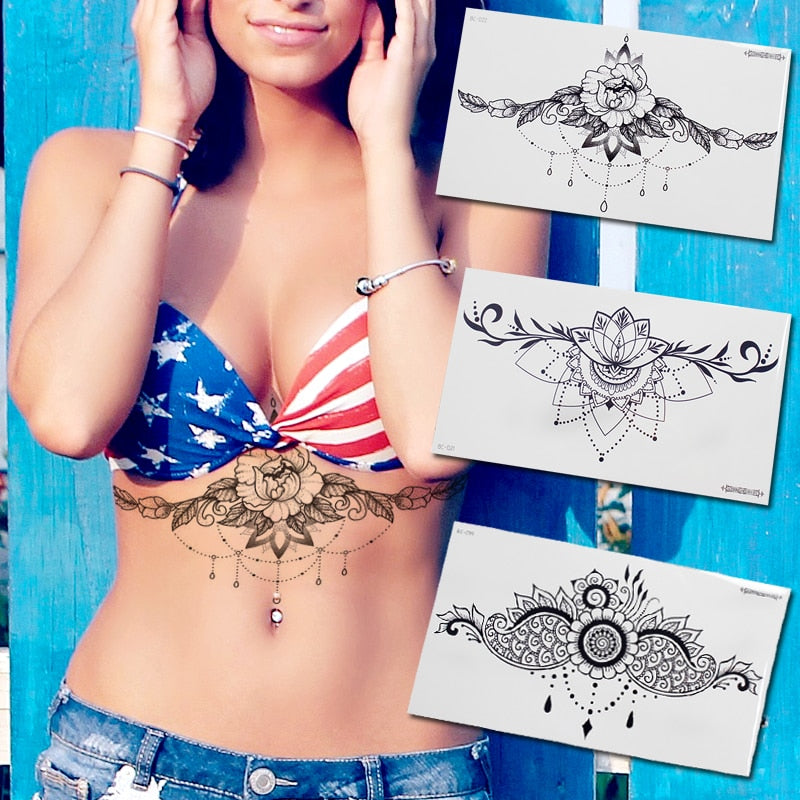 temporäre mode Tattoos-Schmuck, Körperaufkleber für Ägypten arabisch indische Sexy Tattoos-Muster