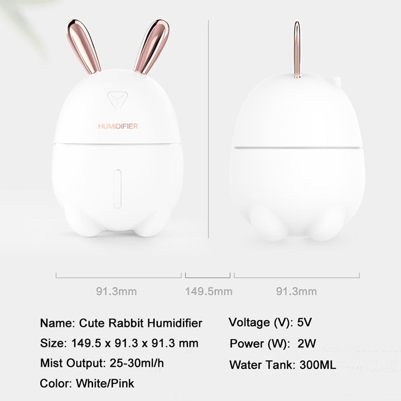 300 ML Mini Luftbefeuchter, Nettes Kaninchen USB Aroma, ätherisches Öl